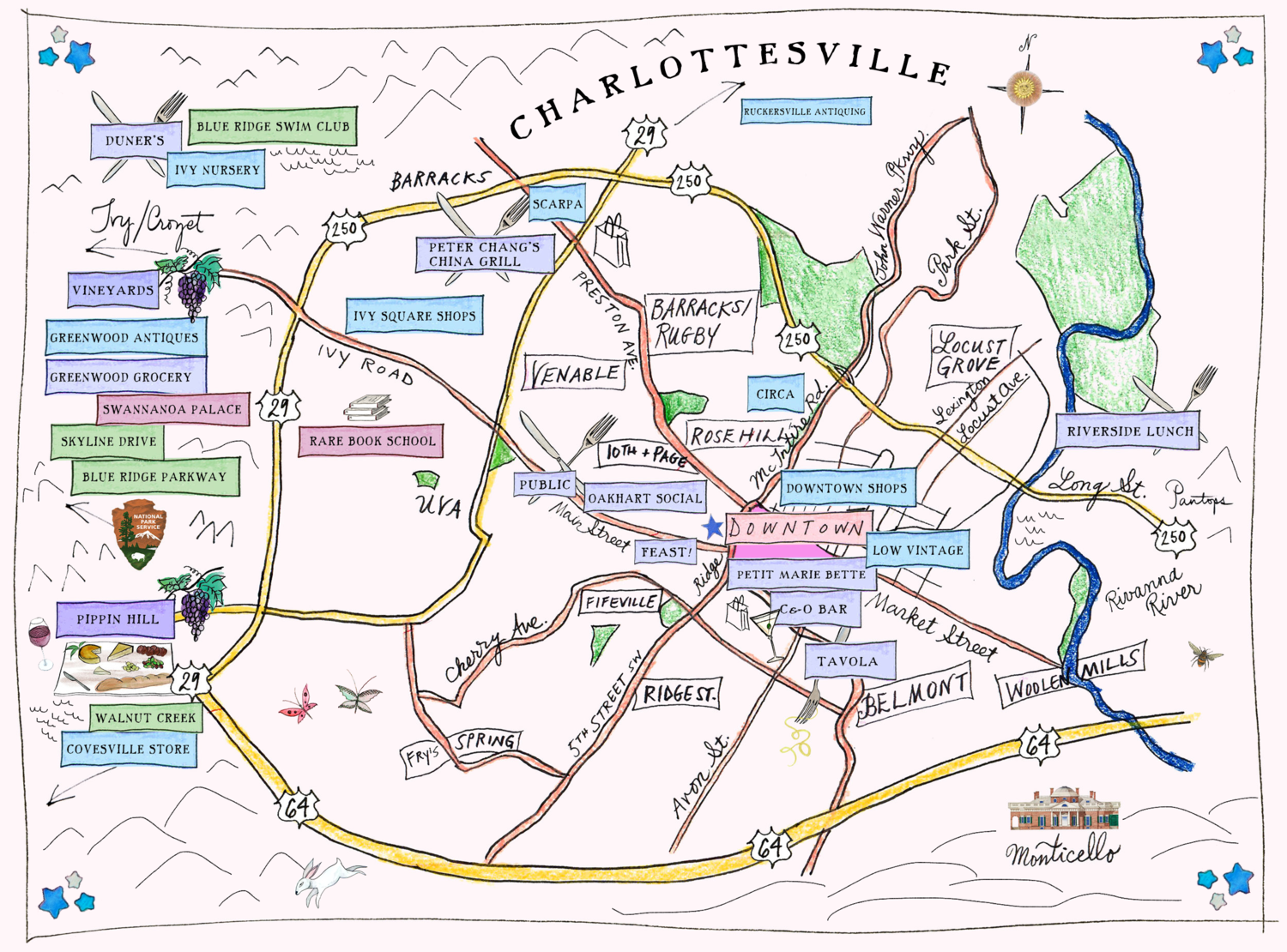 Charlottesville Downtown Mall Map