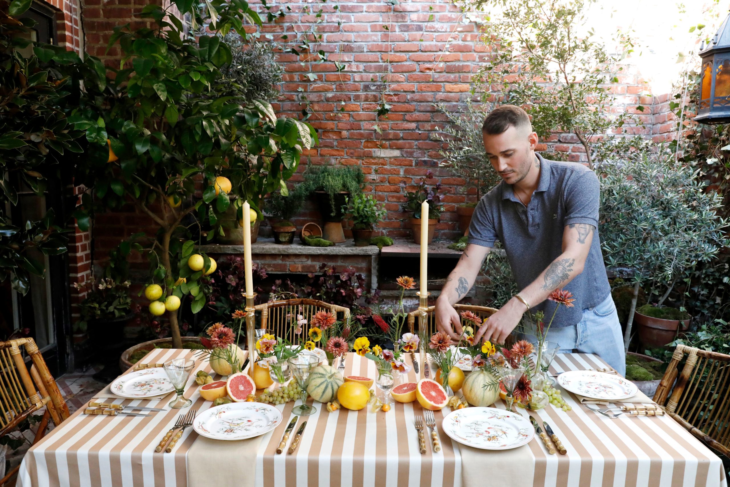 Italian Glass Jug With Fruits Set / Alfresco Dining, Garden Summer