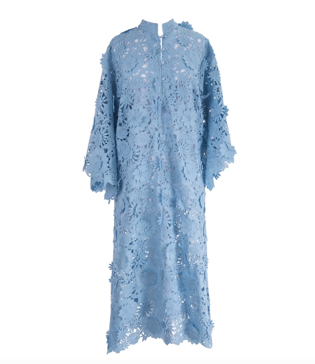 La Vie Style House Sky Blue 3D Lace Maxi Caftan - Over The Moon